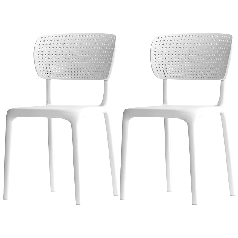 Modern Indoor-Outdoor Chair Plastic Open Back Dining Chair Set White 2 Piece Set Clearhalo 'Dining Chairs' 'Dining Tables & Seating' 'dining_chair' 'furn' 'furn_dining_chair' 'Furniture' 'Kitchen & Dining Furniture' 6846338