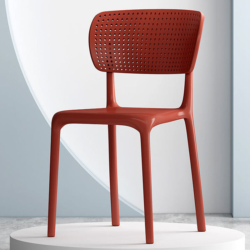 Modern Indoor-Outdoor Chair Plastic Open Back Dining Chair Set Red 1 Piece Clearhalo 'Dining Chairs' 'Dining Tables & Seating' 'dining_chair' 'furn' 'furn_dining_chair' 'Furniture' 'Kitchen & Dining Furniture' 6846342