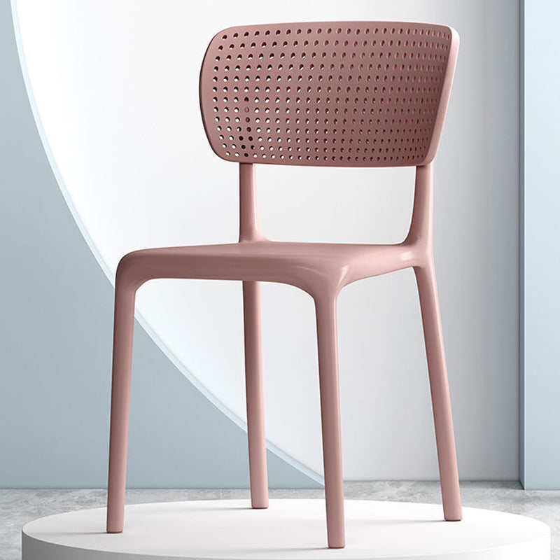 Modern Indoor-Outdoor Chair Plastic Open Back Dining Chair Set Pink 1 Piece Clearhalo 'Dining Chairs' 'Dining Tables & Seating' 'dining_chair' 'furn' 'furn_dining_chair' 'Furniture' 'Kitchen & Dining Furniture' 6846347