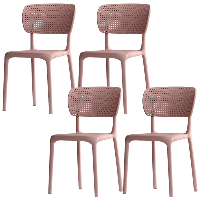 Modern Indoor-Outdoor Chair Plastic Open Back Dining Chair Set Pink 4 Piece Set Clearhalo 'Dining Chairs' 'Dining Tables & Seating' 'dining_chair' 'furn' 'furn_dining_chair' 'Furniture' 'Kitchen & Dining Furniture' 6846349