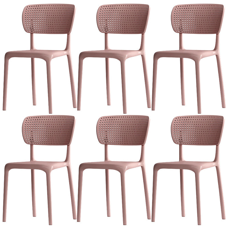 Modern Indoor-Outdoor Chair Plastic Open Back Dining Chair Set Pink 6 Piece Set Clearhalo 'Dining Chairs' 'Dining Tables & Seating' 'dining_chair' 'furn' 'furn_dining_chair' 'Furniture' 'Kitchen & Dining Furniture' 6846350