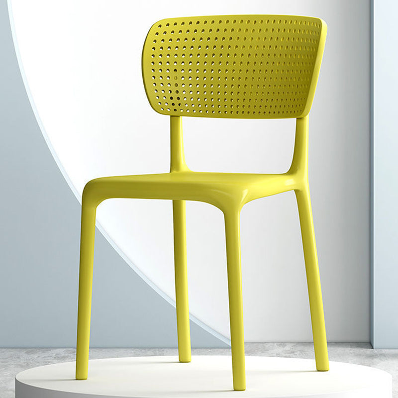 Modern Indoor-Outdoor Chair Plastic Open Back Dining Chair Set Yellow 1 Piece Clearhalo 'Dining Chairs' 'Dining Tables & Seating' 'dining_chair' 'furn' 'furn_dining_chair' 'Furniture' 'Kitchen & Dining Furniture' 6846352
