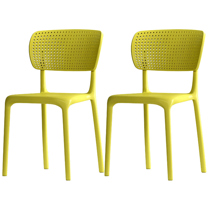 Modern Indoor-Outdoor Chair Plastic Open Back Dining Chair Set Yellow 2 Piece Set Clearhalo 'Dining Chairs' 'Dining Tables & Seating' 'dining_chair' 'furn' 'furn_dining_chair' 'Furniture' 'Kitchen & Dining Furniture' 6846353