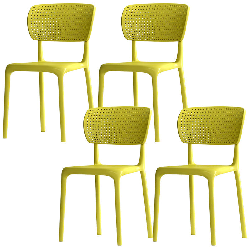 Modern Indoor-Outdoor Chair Plastic Open Back Dining Chair Set Yellow 4 Piece Set Clearhalo 'Dining Chairs' 'Dining Tables & Seating' 'dining_chair' 'furn' 'furn_dining_chair' 'Furniture' 'Kitchen & Dining Furniture' 6846354