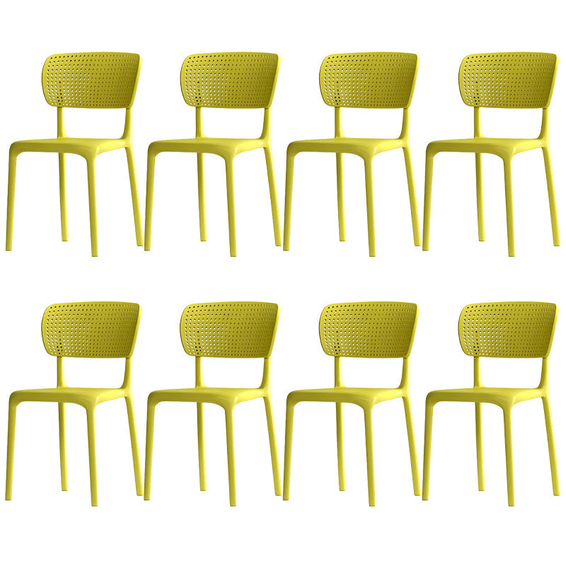 Modern Indoor-Outdoor Chair Plastic Open Back Dining Chair Set Yellow 8 Piece Set Clearhalo 'Dining Chairs' 'Dining Tables & Seating' 'dining_chair' 'furn' 'furn_dining_chair' 'Furniture' 'Kitchen & Dining Furniture' 6846356