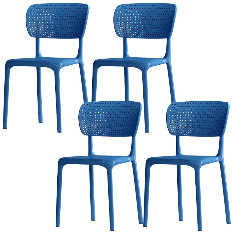 Modern Indoor-Outdoor Chair Plastic Open Back Dining Chair Set Blue 4 Piece Set Clearhalo 'Dining Chairs' 'Dining Tables & Seating' 'dining_chair' 'furn' 'furn_dining_chair' 'Furniture' 'Kitchen & Dining Furniture' 6846359
