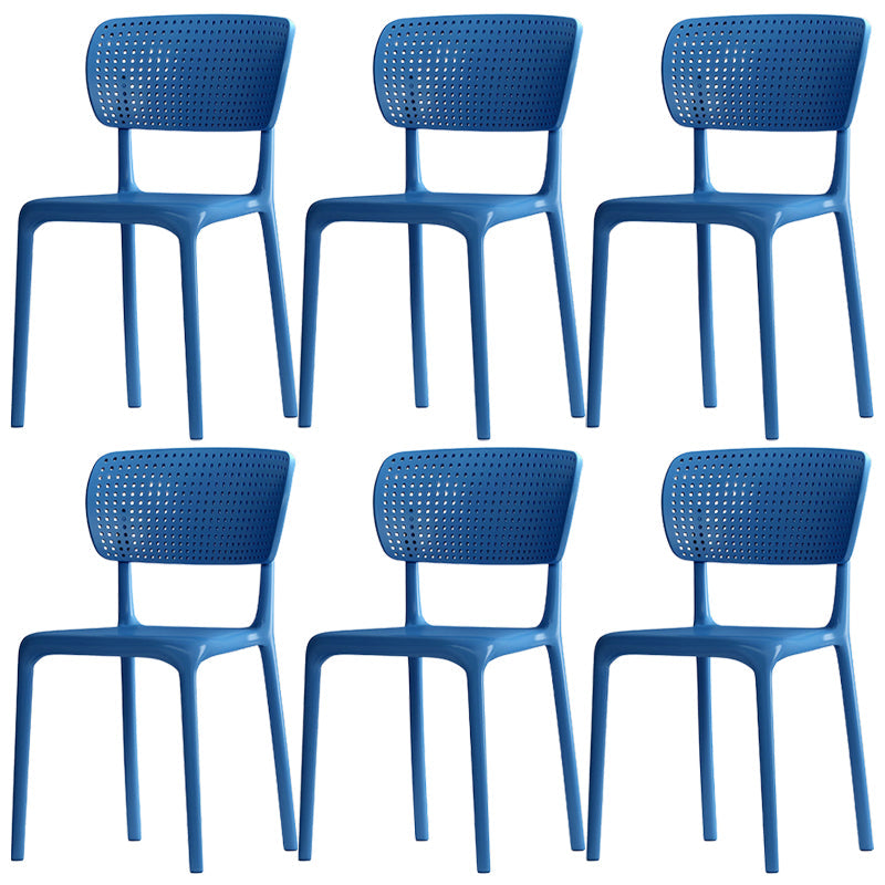 Modern Indoor-Outdoor Chair Plastic Open Back Dining Chair Set Blue 6 Piece Set Clearhalo 'Dining Chairs' 'Dining Tables & Seating' 'dining_chair' 'furn' 'furn_dining_chair' 'Furniture' 'Kitchen & Dining Furniture' 6846360