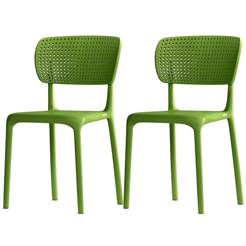 Modern Indoor-Outdoor Chair Plastic Open Back Dining Chair Set Green 2 Piece Set Clearhalo 'Dining Chairs' 'Dining Tables & Seating' 'dining_chair' 'furn' 'furn_dining_chair' 'Furniture' 'Kitchen & Dining Furniture' 6846363