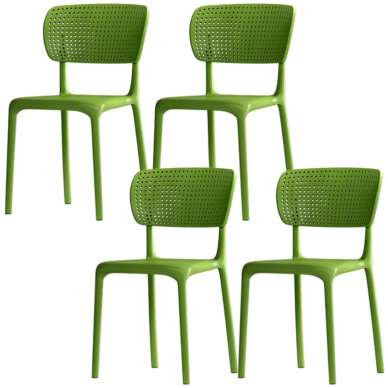 Modern Indoor-Outdoor Chair Plastic Open Back Dining Chair Set Green 4 Piece Set Clearhalo 'Dining Chairs' 'Dining Tables & Seating' 'dining_chair' 'furn' 'furn_dining_chair' 'Furniture' 'Kitchen & Dining Furniture' 6846364