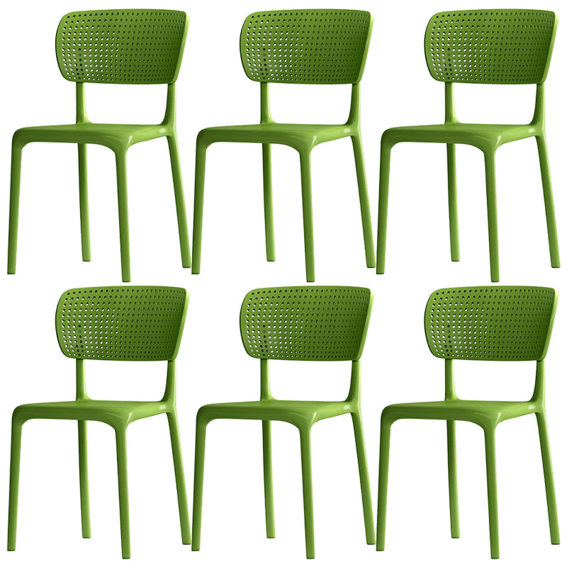 Modern Indoor-Outdoor Chair Plastic Open Back Dining Chair Set Green 6 Piece Set Clearhalo 'Dining Chairs' 'Dining Tables & Seating' 'dining_chair' 'furn' 'furn_dining_chair' 'Furniture' 'Kitchen & Dining Furniture' 6846365