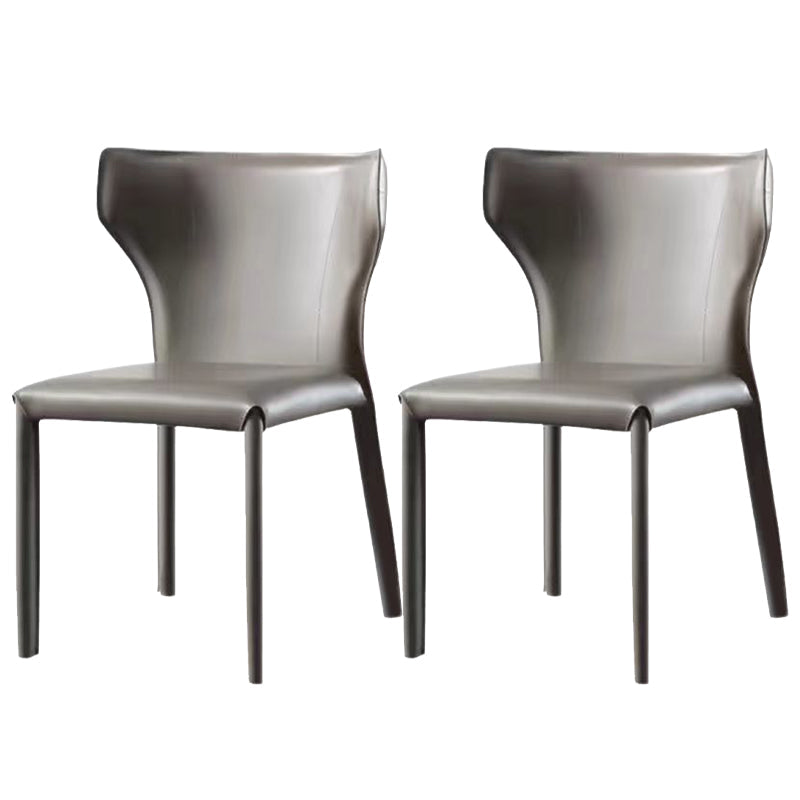 Faux Leather Dining Chair Modern Style Wingback Armless Chair Light Gray 2 Piece Set Clearhalo 'Dining Chairs' 'Dining Tables & Seating' 'dining_chair' 'furn' 'furn_dining_chair' 'Furniture' 'Kitchen & Dining Furniture' 6846370