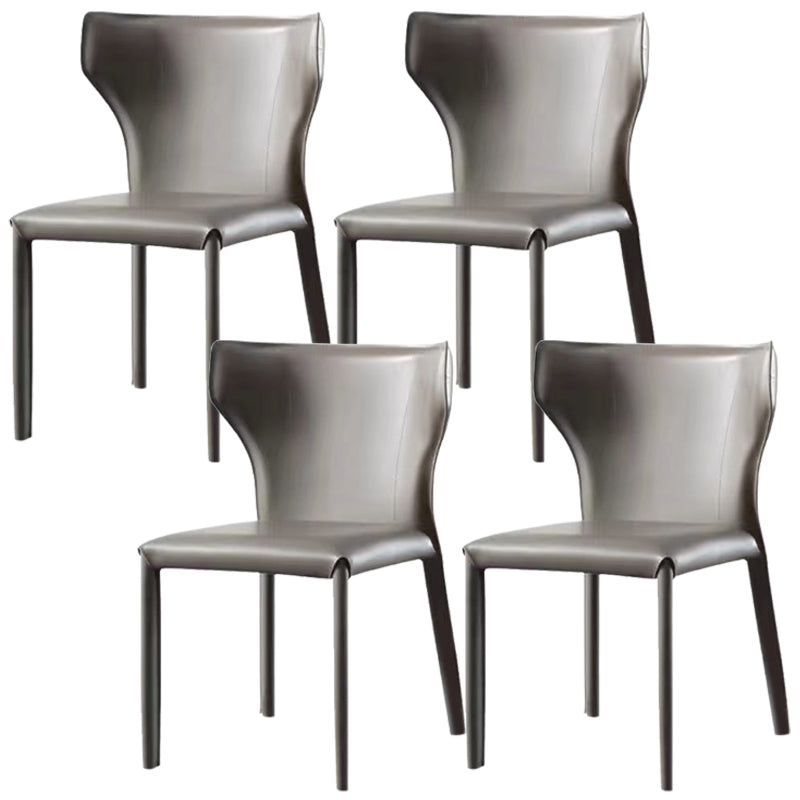 Faux Leather Dining Chair Modern Style Wingback Armless Chair Light Gray 4 Piece Set Clearhalo 'Dining Chairs' 'Dining Tables & Seating' 'dining_chair' 'furn' 'furn_dining_chair' 'Furniture' 'Kitchen & Dining Furniture' 6846372