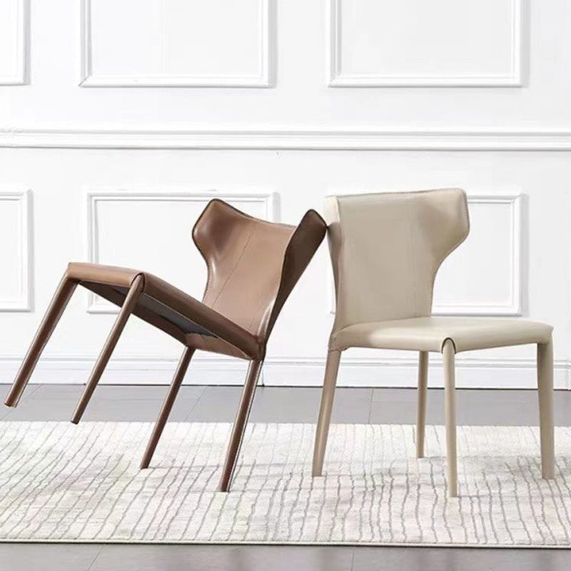 Faux Leather Dining Chair Modern Style Wingback Armless Chair Clearhalo 'Dining Chairs' 'Dining Tables & Seating' 'dining_chair' 'furn' 'furn_dining_chair' 'Furniture' 'Kitchen & Dining Furniture' 6846373