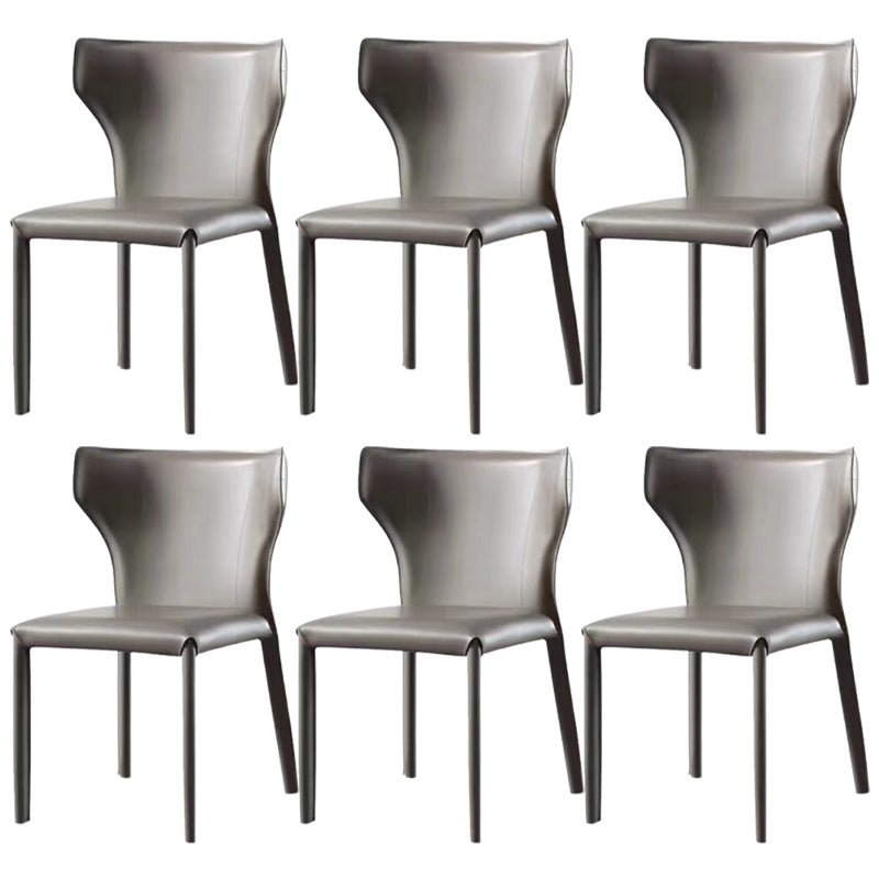Faux Leather Dining Chair Modern Style Wingback Armless Chair Light Gray 6 Piece Set Clearhalo 'Dining Chairs' 'Dining Tables & Seating' 'dining_chair' 'furn' 'furn_dining_chair' 'Furniture' 'Kitchen & Dining Furniture' 6846375