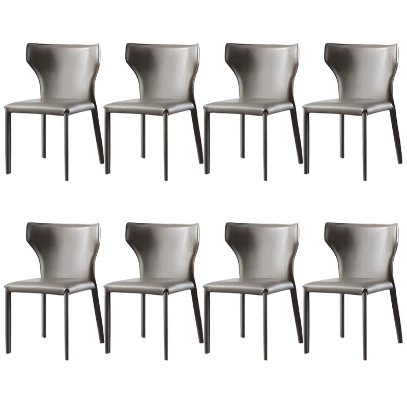 Faux Leather Dining Chair Modern Style Wingback Armless Chair Light Gray 8 Piece Set Clearhalo 'Dining Chairs' 'Dining Tables & Seating' 'dining_chair' 'furn' 'furn_dining_chair' 'Furniture' 'Kitchen & Dining Furniture' 6846376