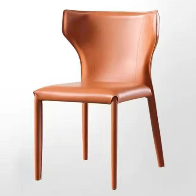 Faux Leather Dining Chair Modern Style Wingback Armless Chair Orange 1 Piece Clearhalo 'Dining Chairs' 'Dining Tables & Seating' 'dining_chair' 'furn' 'furn_dining_chair' 'Furniture' 'Kitchen & Dining Furniture' 6846378