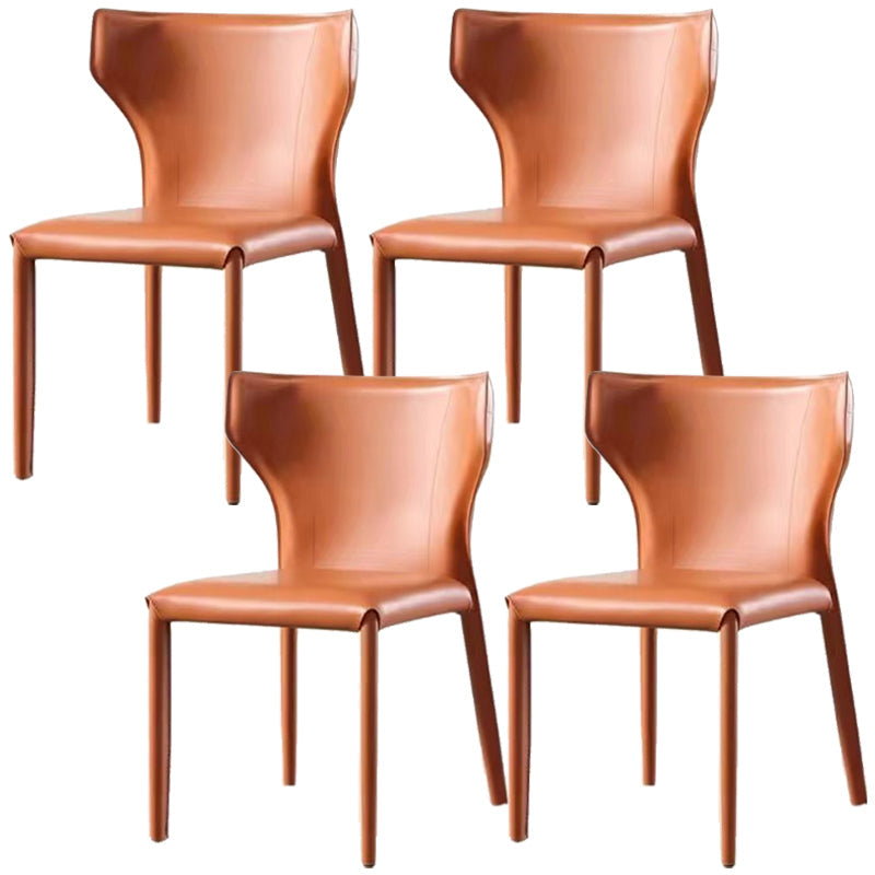 Faux Leather Dining Chair Modern Style Wingback Armless Chair Orange 4 Piece Set Clearhalo 'Dining Chairs' 'Dining Tables & Seating' 'dining_chair' 'furn' 'furn_dining_chair' 'Furniture' 'Kitchen & Dining Furniture' 6846383