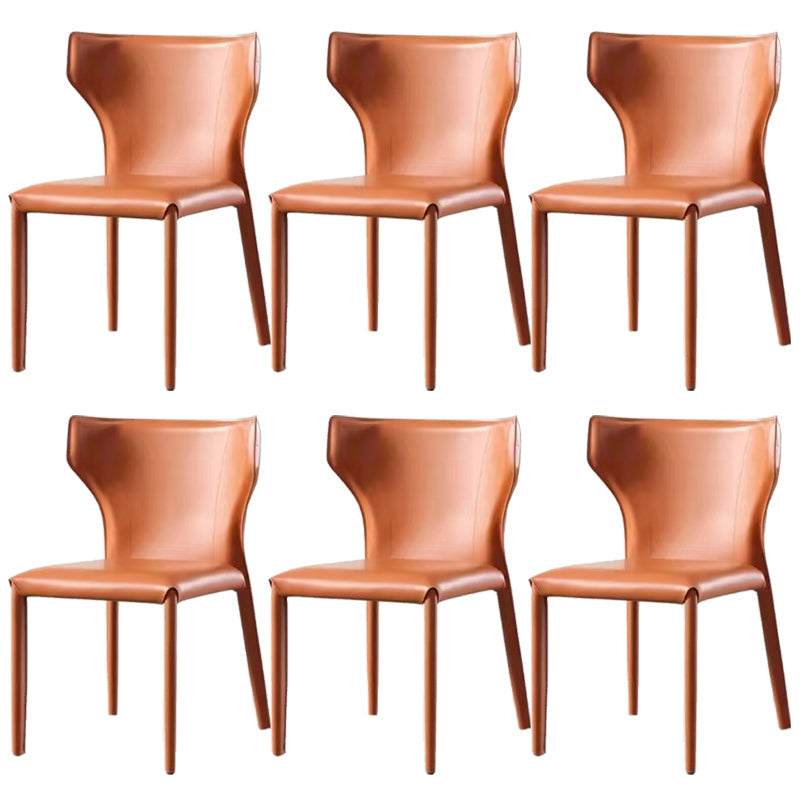 Faux Leather Dining Chair Modern Style Wingback Armless Chair Orange 6 Piece Set Clearhalo 'Dining Chairs' 'Dining Tables & Seating' 'dining_chair' 'furn' 'furn_dining_chair' 'Furniture' 'Kitchen & Dining Furniture' 6846385