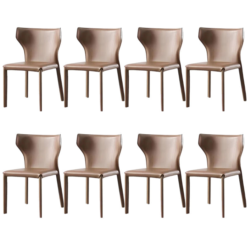 Faux Leather Dining Chair Modern Style Wingback Armless Chair Brown 8 Piece Set Clearhalo 'Dining Chairs' 'Dining Tables & Seating' 'dining_chair' 'furn' 'furn_dining_chair' 'Furniture' 'Kitchen & Dining Furniture' 6846391