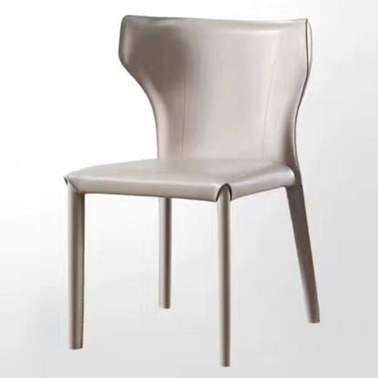Faux Leather Dining Chair Modern Style Wingback Armless Chair Off-White 1 Piece Clearhalo 'Dining Chairs' 'Dining Tables & Seating' 'dining_chair' 'furn' 'furn_dining_chair' 'Furniture' 'Kitchen & Dining Furniture' 6846392