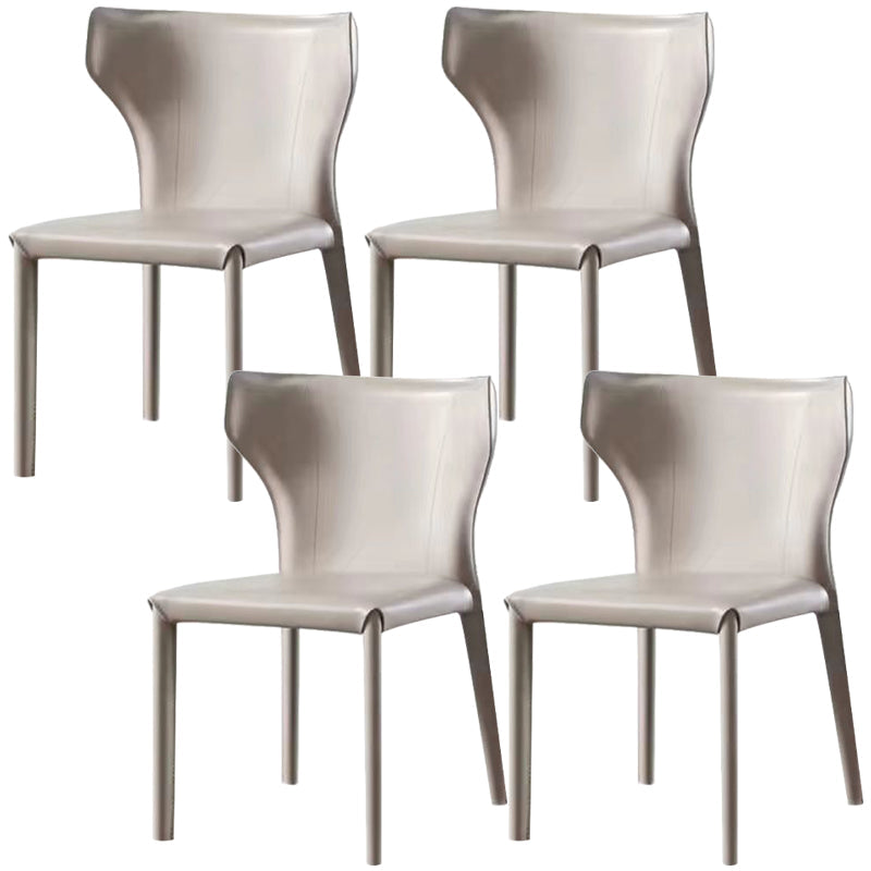 Faux Leather Dining Chair Modern Style Wingback Armless Chair Off-White 4 Piece Set Clearhalo 'Dining Chairs' 'Dining Tables & Seating' 'dining_chair' 'furn' 'furn_dining_chair' 'Furniture' 'Kitchen & Dining Furniture' 6846394