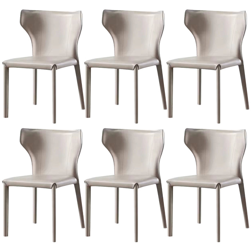 Faux Leather Dining Chair Modern Style Wingback Armless Chair Off-White 6 Piece Set Clearhalo 'Dining Chairs' 'Dining Tables & Seating' 'dining_chair' 'furn' 'furn_dining_chair' 'Furniture' 'Kitchen & Dining Furniture' 6846395