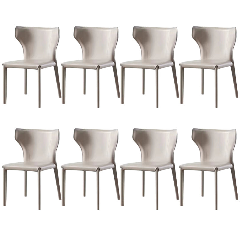 Faux Leather Dining Chair Modern Style Wingback Armless Chair Off-White 8 Piece Set Clearhalo 'Dining Chairs' 'Dining Tables & Seating' 'dining_chair' 'furn' 'furn_dining_chair' 'Furniture' 'Kitchen & Dining Furniture' 6846396