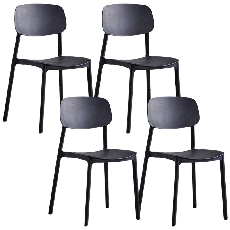 Plastic Dining Chair Modern Style Open Back Dining Armless Chair