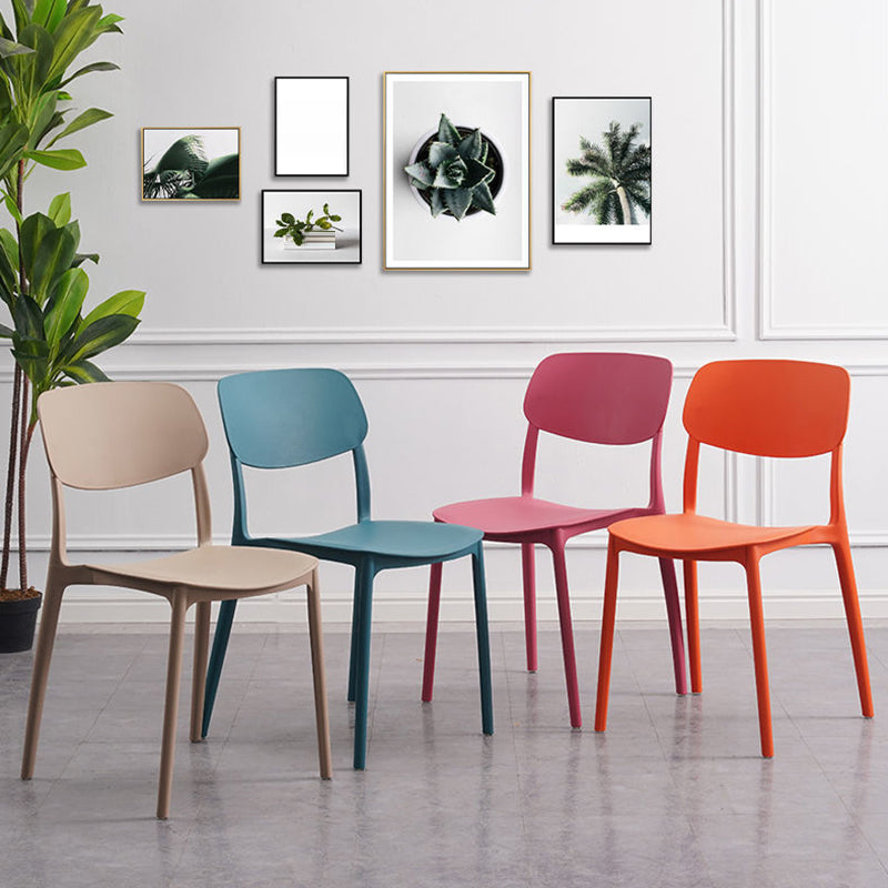 Plastic Dining Chair Modern Style Open Back Dining Armless Chair