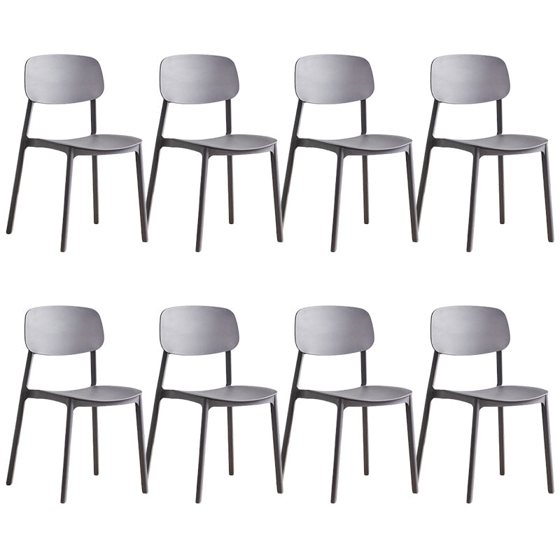 Plastic Dining Chair Modern Style Open Back Dining Armless Chair
