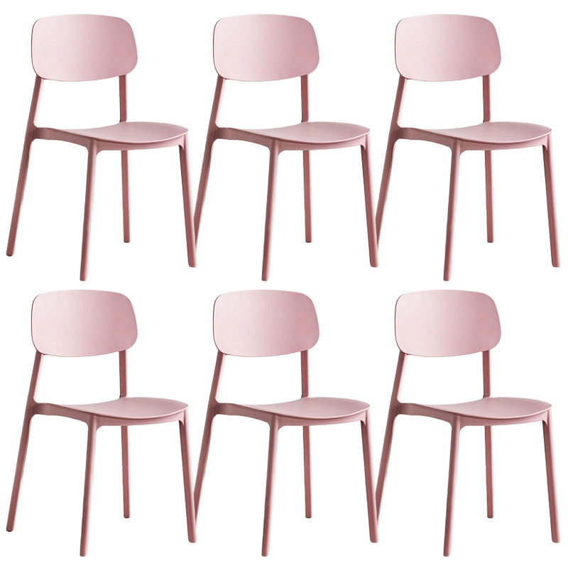 Plastic Dining Chair Modern Style Open Back Dining Armless Chair