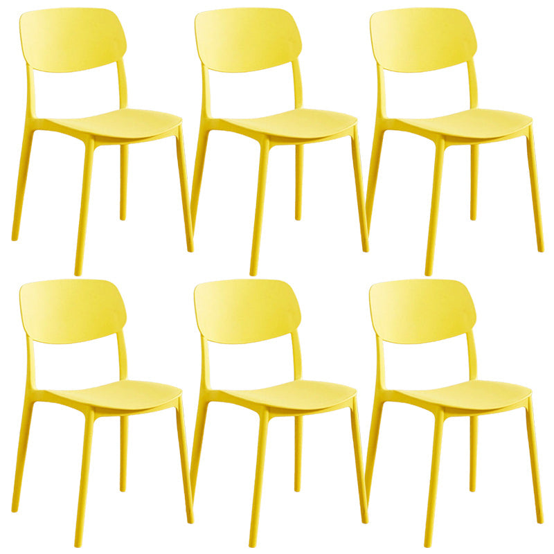 Plastic Dining Chair Modern Style Open Back Dining Armless Chair