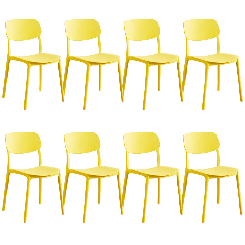 Plastic Dining Chair Modern Style Open Back Dining Armless Chair