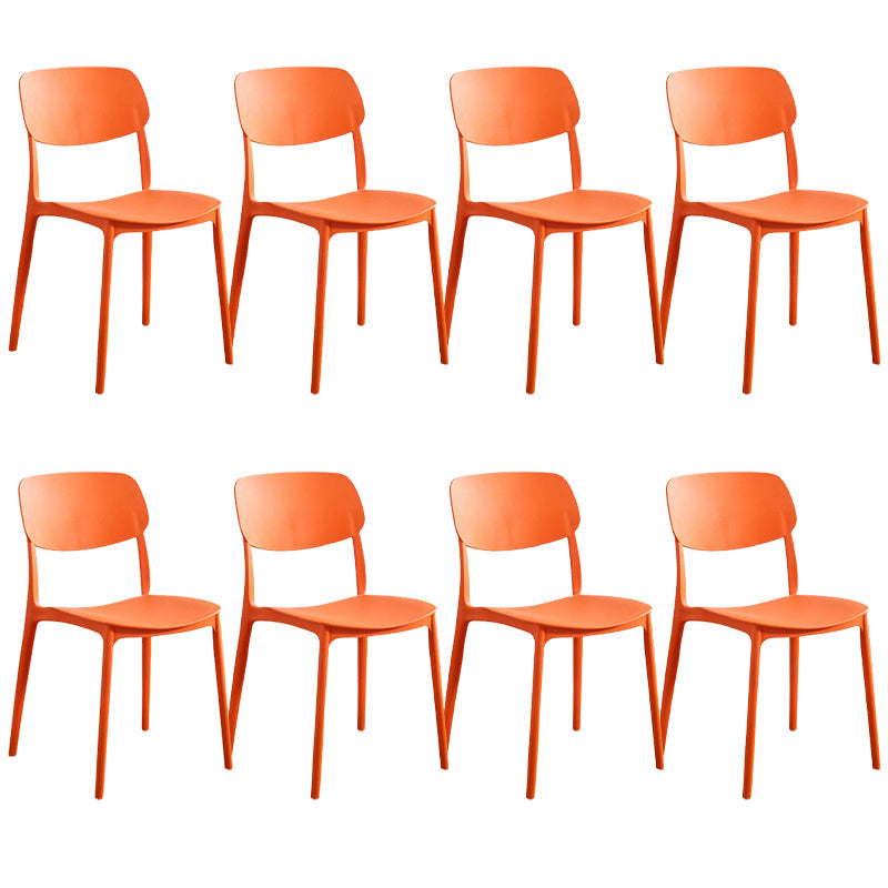 Plastic Dining Chair Modern Style Open Back Dining Armless Chair