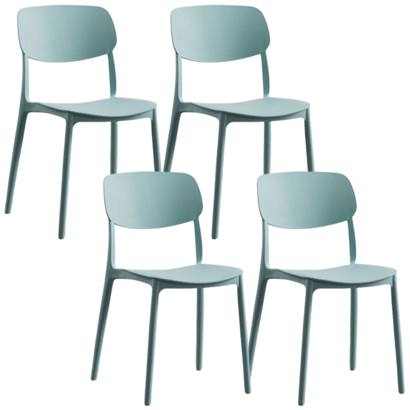 Plastic Dining Chair Modern Style Open Back Dining Armless Chair