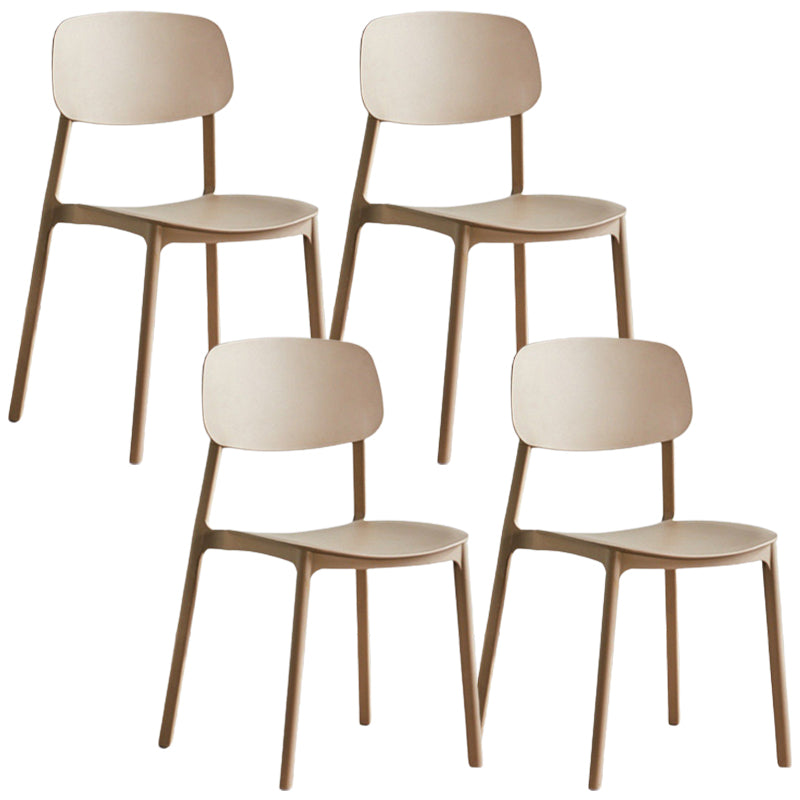 Plastic Dining Chair Modern Style Open Back Dining Armless Chair