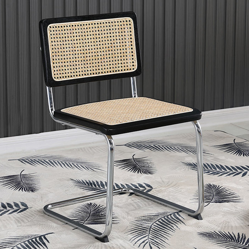 Metalen zijstoel Moderne stijl Open rugarmloze stoel met zilveren been