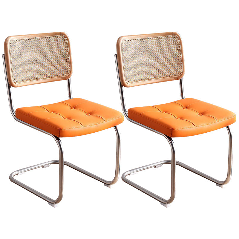 Metalen zijstoel Moderne stijl Open rugarmloze stoel met zilveren been