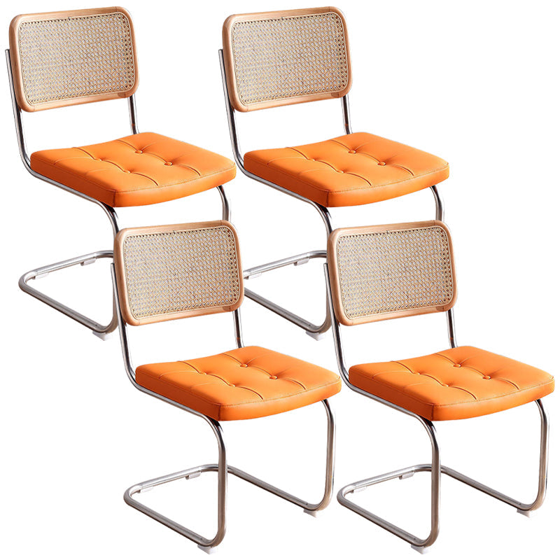 Metalen zijstoel Moderne stijl Open rugarmloze stoel met zilveren been