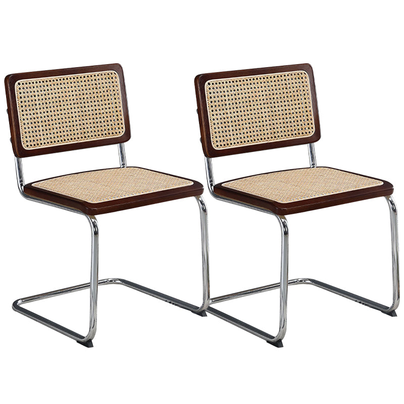 Metalen zijstoel Moderne stijl Open rugarmloze stoel met zilveren been