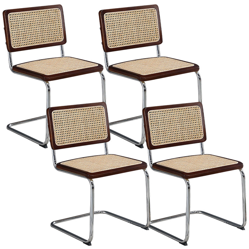 Metalen zijstoel Moderne stijl Open rugarmloze stoel met zilveren been