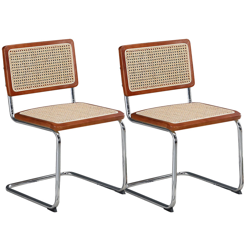 Metalen zijstoel Moderne stijl Open rugarmloze stoel met zilveren been