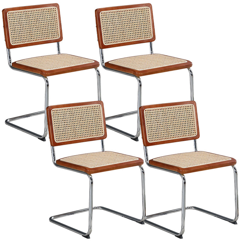 Metalen zijstoel Moderne stijl Open rugarmloze stoel met zilveren been