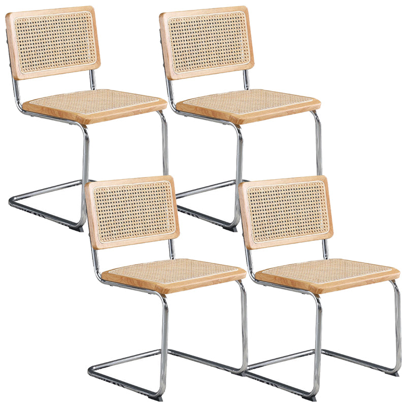 Metalen zijstoel Moderne stijl Open rugarmloze stoel met zilveren been