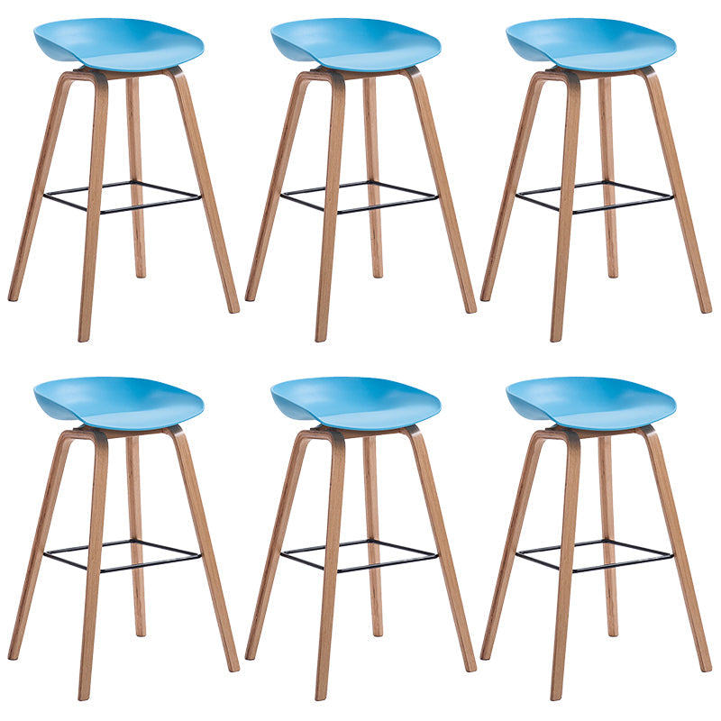 Sgabelli da bar in plastica bassa sgabello da pranzo con base in legno massiccio