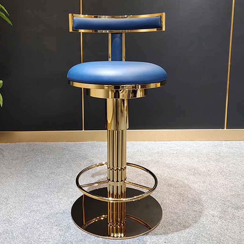 Sgabelli da bar in pelle da bar in pelle glam per sala da pranzo con base di metallo