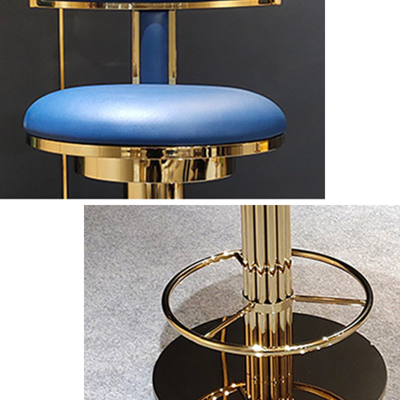 Sgabelli da bar in pelle da bar in pelle glam per sala da pranzo con base di metallo