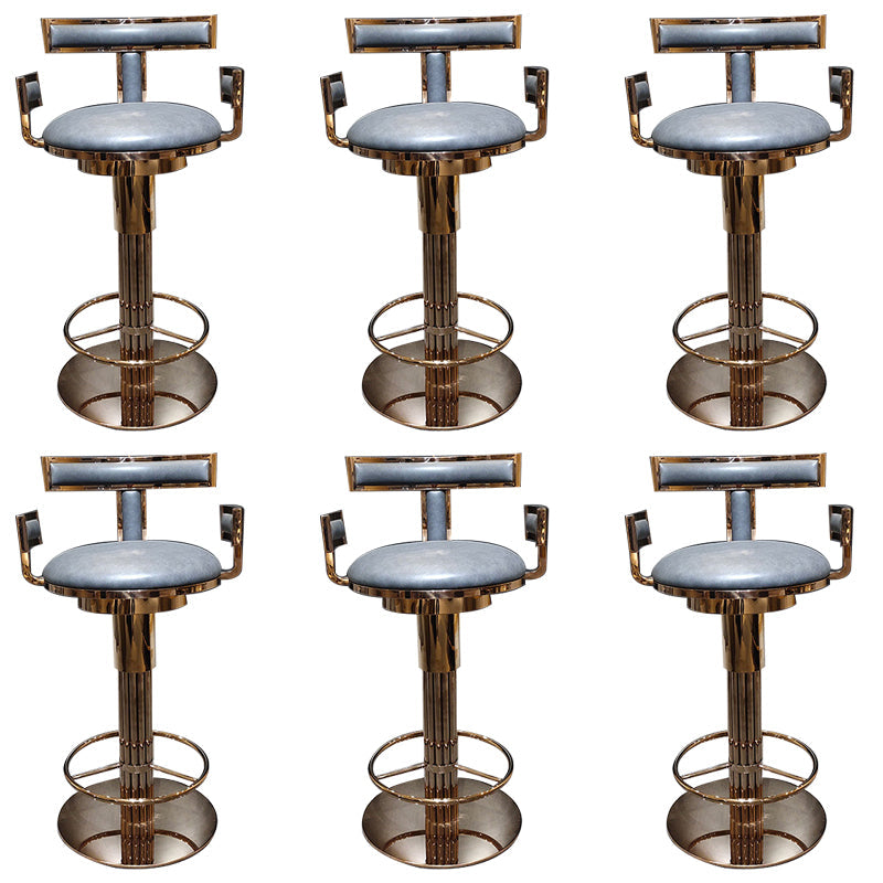 Sgabelli da bar in pelle da bar in pelle glam per sala da pranzo con base di metallo