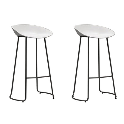 Industrial Plastic Bar Stool Armless Dining Stool with Metal Base White 2 Piece Set Clearhalo 'Bar Furniture' 'Bar Stools' 'bar_stools' 'furn' 'furn_bar_stools' 'Furniture' 'Kitchen & Dining Furniture' 6846550
