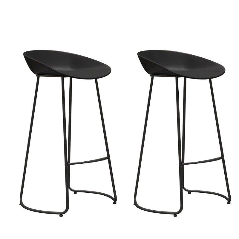 Industrial Plastic Bar Stool Armless Dining Stool with Metal Base Black 2 Piece Set Clearhalo 'Bar Furniture' 'Bar Stools' 'bar_stools' 'furn' 'furn_bar_stools' 'Furniture' 'Kitchen & Dining Furniture' 6846551